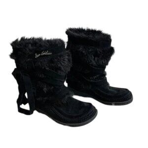 Sam‎ Edelman Meiko Boots – Size 7 – Black Suede with Faux Fur